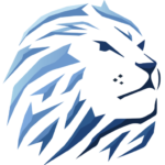The United Traders logo: blue lion lion head looking up to the right